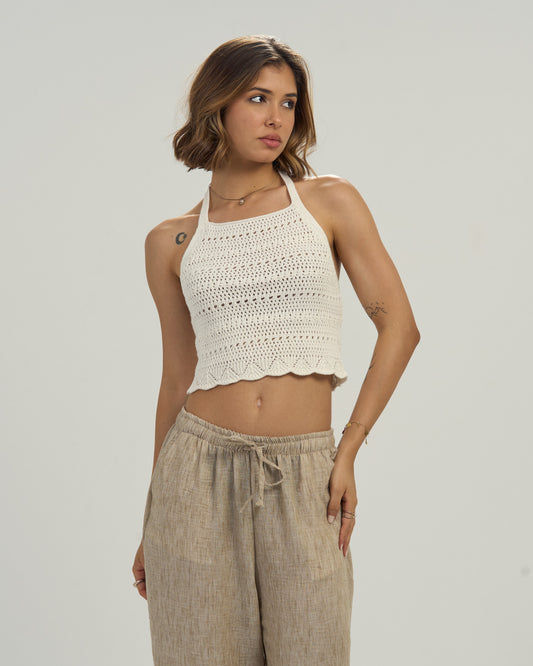 Crochet Halter Top – White