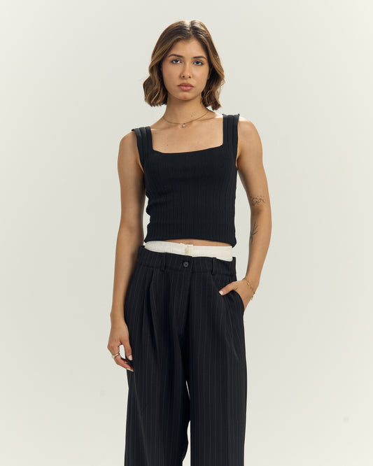 Black Ribbed Neck
