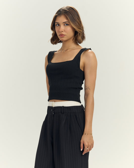 Black Ribbed Neck