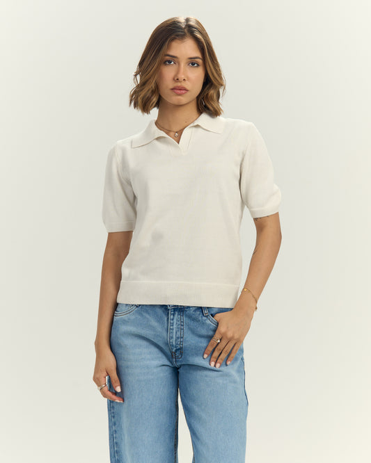 Polo Knit In White
