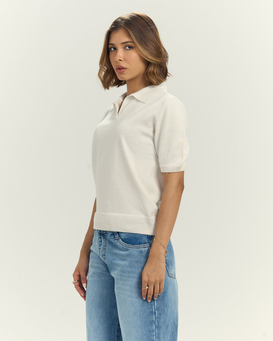 Polo Knit In White