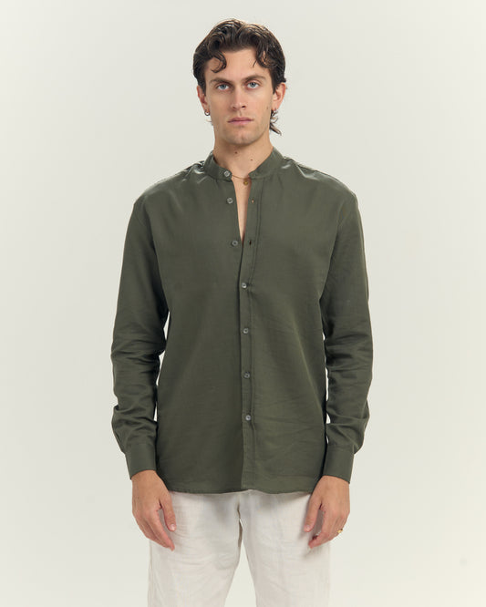 Olive Linen Shirt