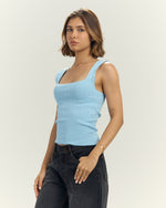 Sky Blue Ribbed Neck