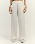 RUBBER PANTS-Waisted Wide-Leg Trousers Off White