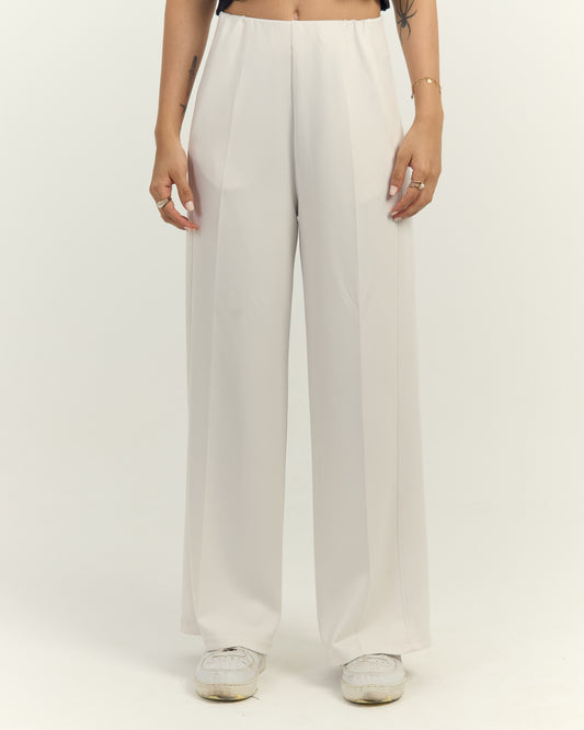 RUBBER PANTS-Waisted Wide-Leg Trousers Off White