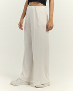 RUBBER PANTS-Waisted Wide-Leg Trousers Off White