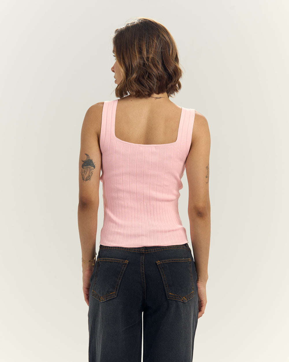 Pink Ribbed Neck
