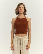 Crochet Halter Top – Rust Brown