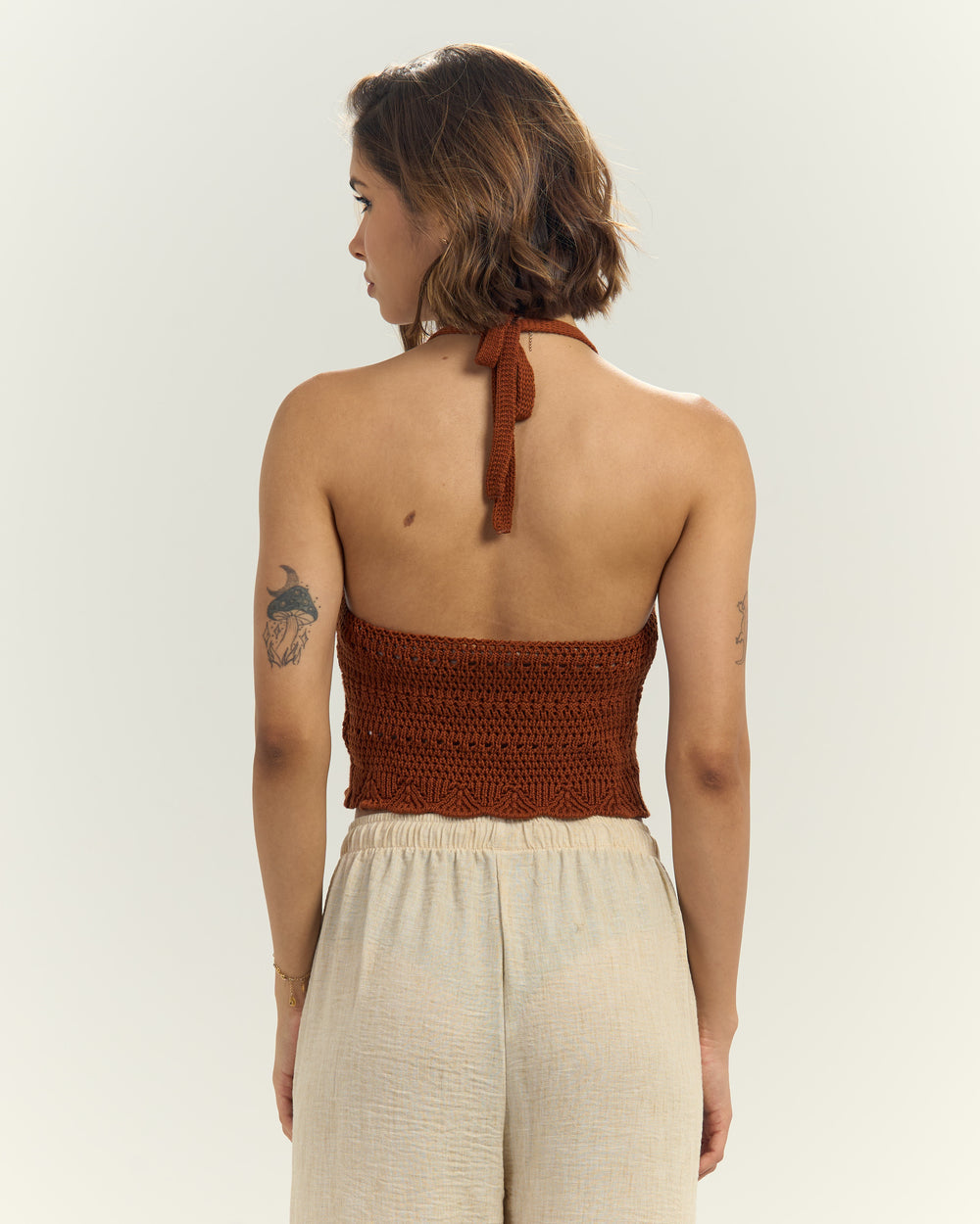 Crochet Halter Top – Rust Brown