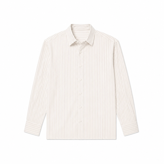 Classic Pinstripe Shirt In Beige