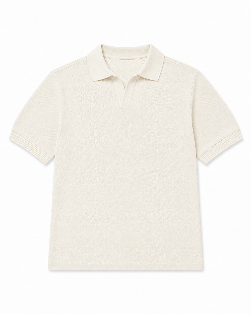 Knit polo in Off White