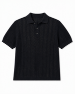Midnight Mesh Knit Polo In Black
