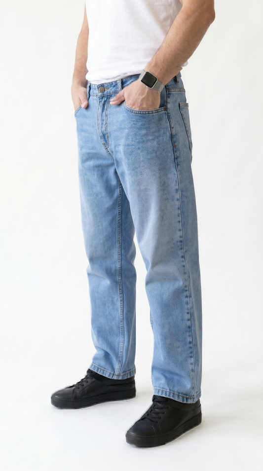 Men's Relaxed Straight-Leg Denim in Blue