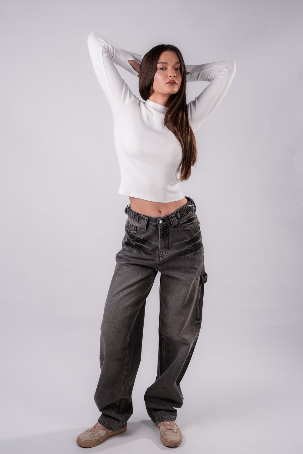 The Sleek Slit-Sleeve Ribbed Top - White