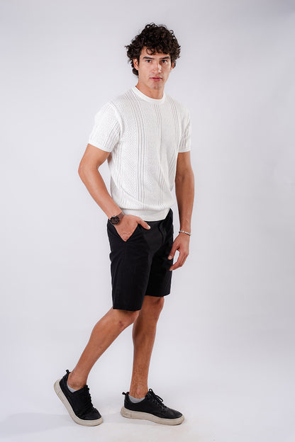 Straight fit Linen Shorts - Black