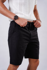Straight fit Linen Shorts - Black