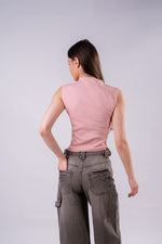 Women's Gray Wash Baggy Fit Jeans Pant