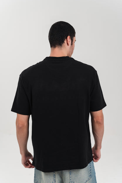 KNTD TEXTURED BASIC T-SHIRT-Black