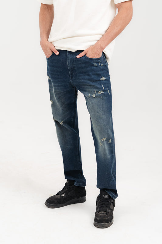 Men's Straight Fit Dirty Blue Denim