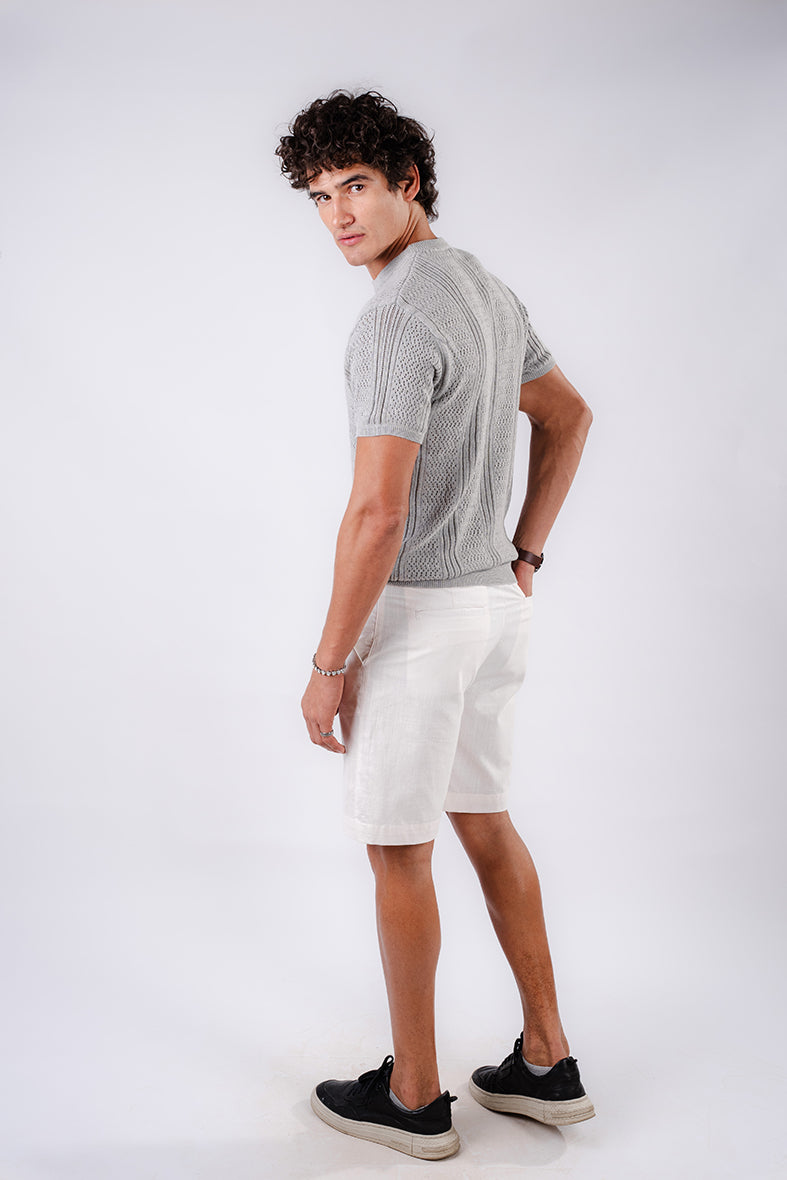 Straight fit Linen Shorts -off White