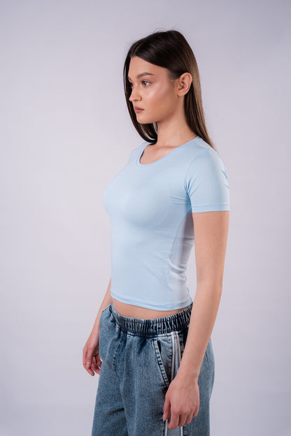 BABY BLUE U-SHAPED SHORT SLEEVE