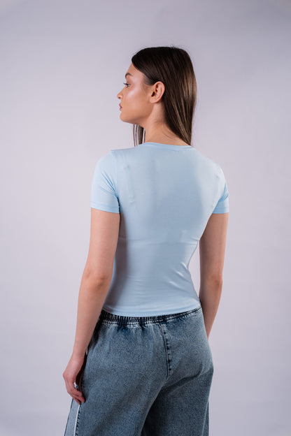 BABY BLUE U-SHAPED SHORT SLEEVE