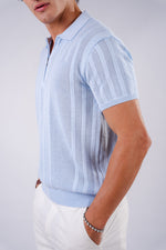 Tricot With Zipper Shirt- Sky Blue