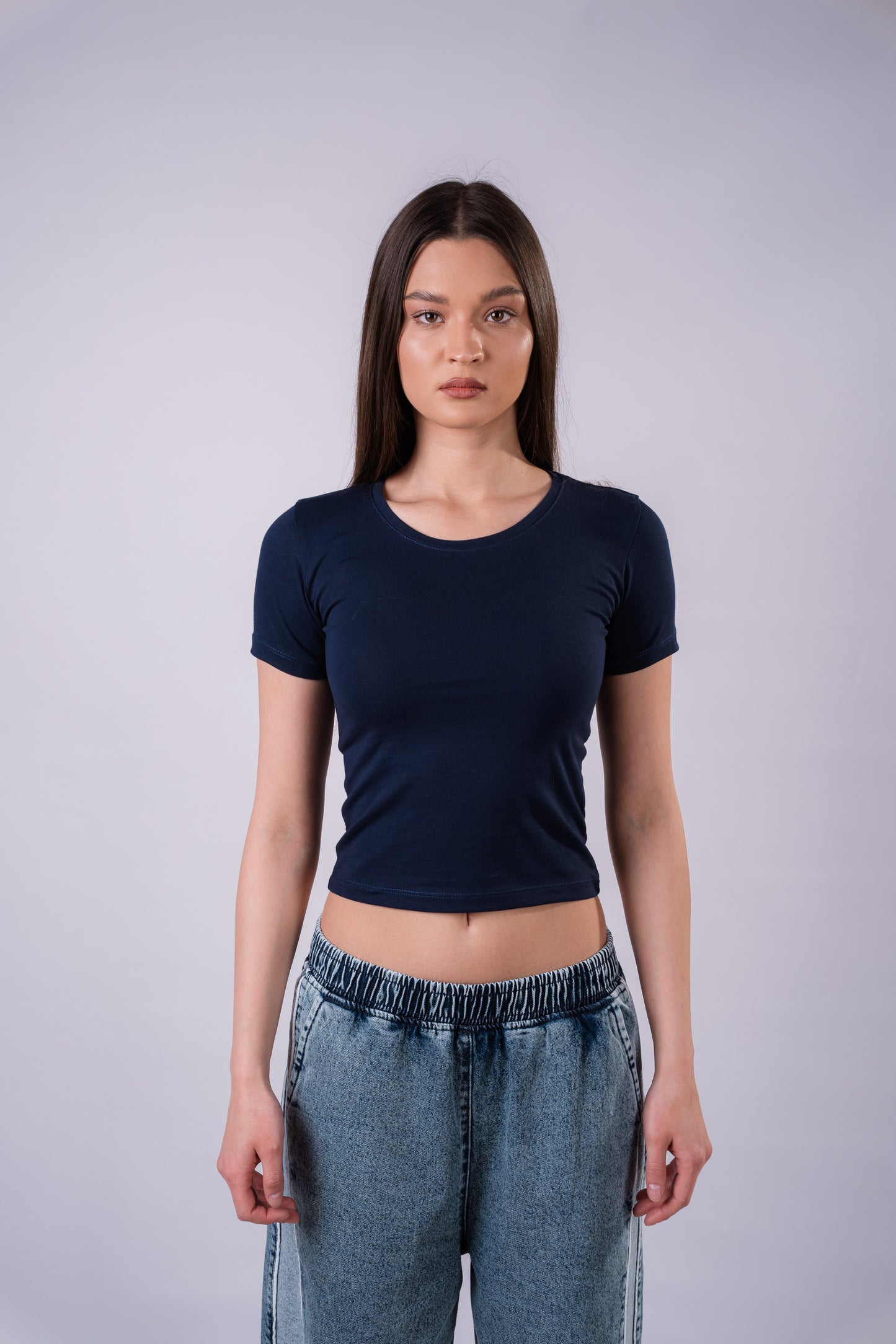 NAVY U-SHAPED SHORT SLEEVE