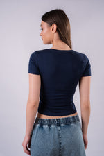 NAVY U-SHAPED SHORT SLEEVE