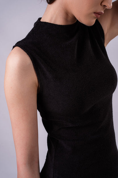 Velvet High Neck Top - Black