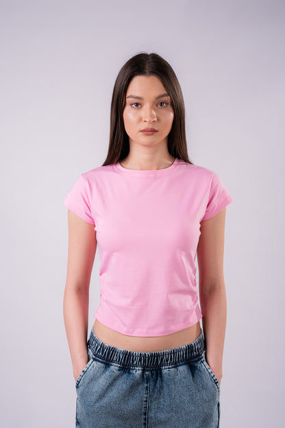 Drape Cropped Tee - Pink