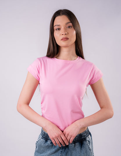 Drape Cropped Tee - Pink