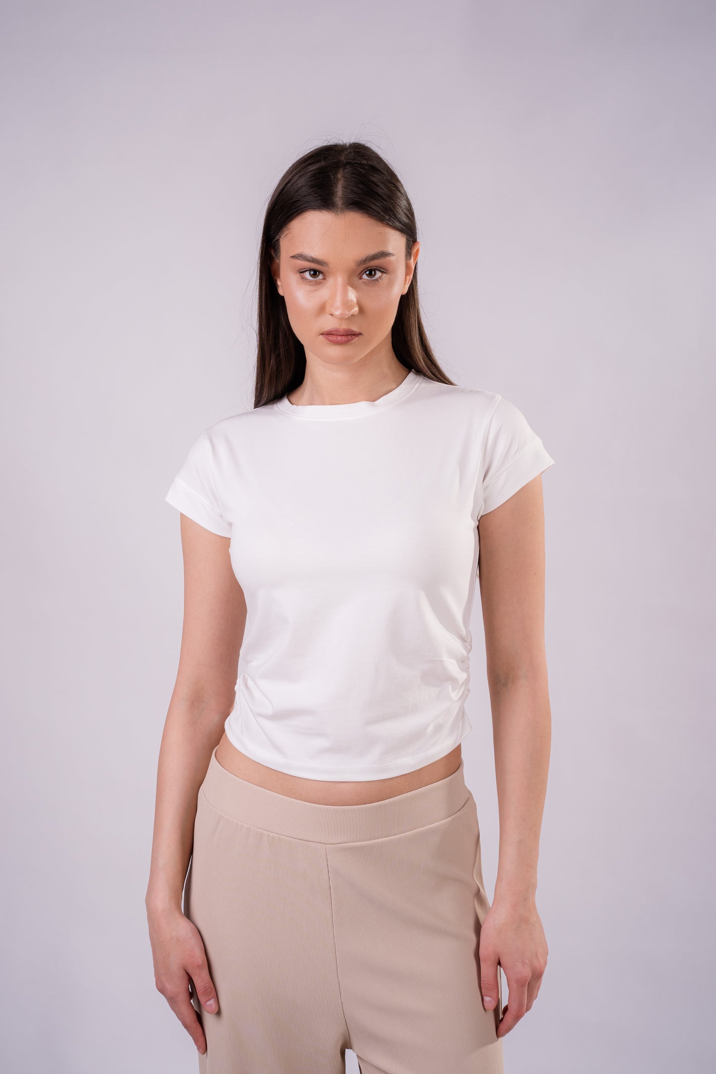 Drape Cropped Tee - White