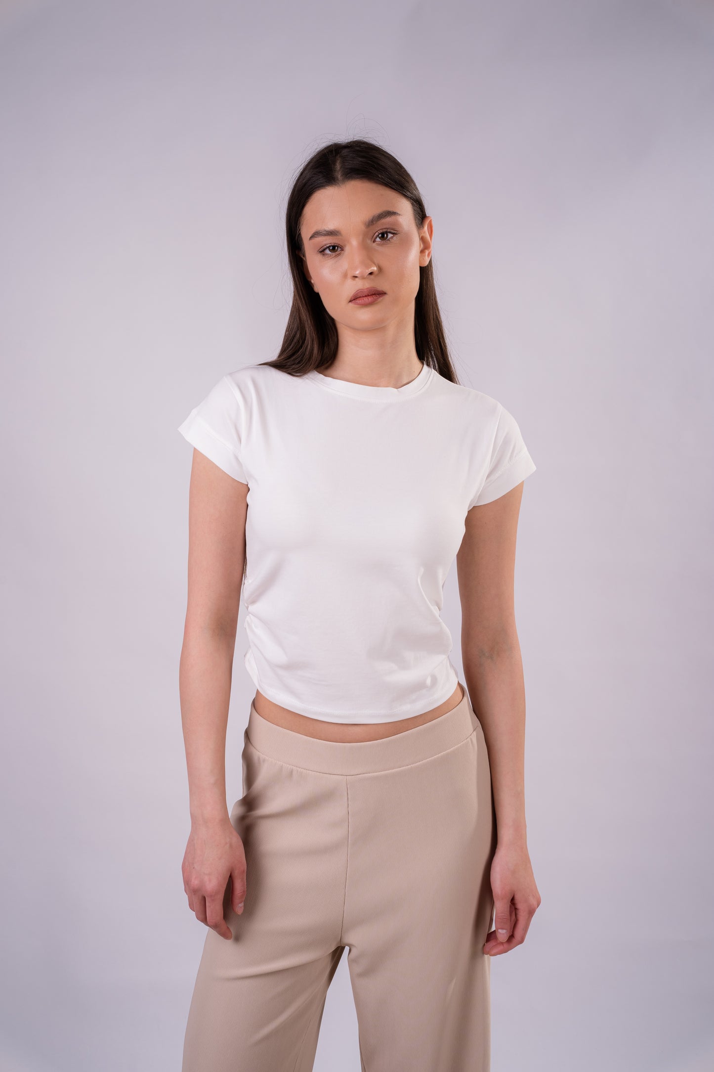Drape Cropped Tee - White