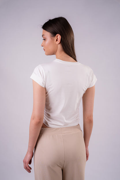 Drape Cropped Tee - White