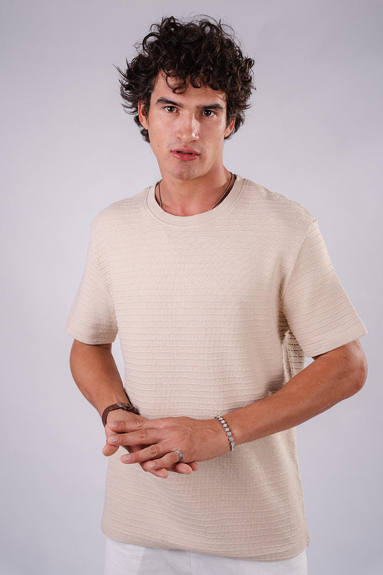 Everyday Textured T-shirt - Beige