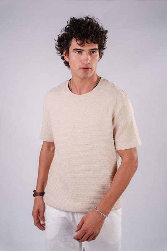 Everyday Textured T-shirt - Beige