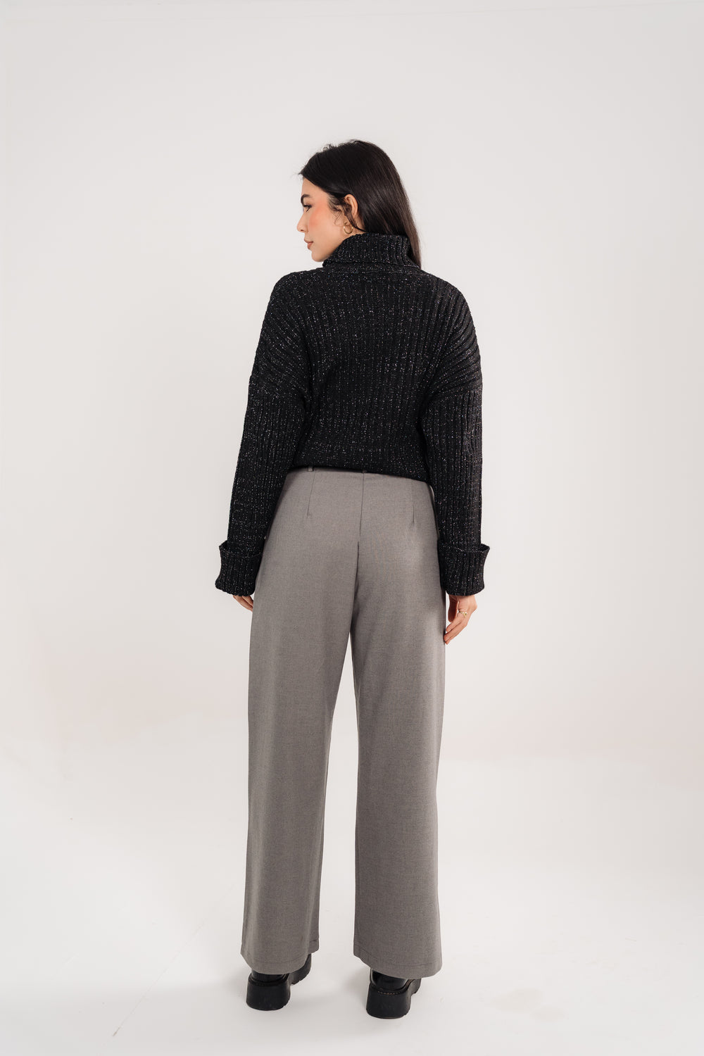 Belted Tailored Trousers In Grey
