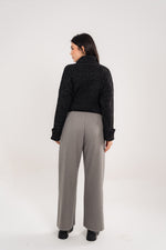 Belted Tailored Trousers In Grey