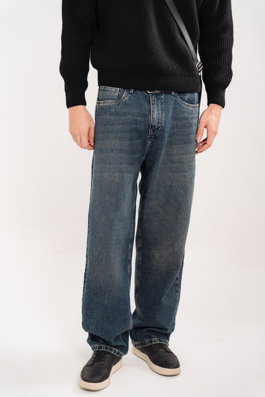 Vintage Wash Wide Leg Jeans
