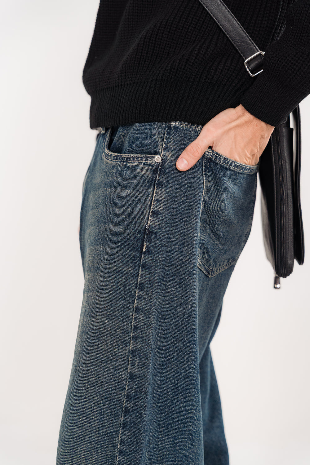 Vintage Wash Wide Leg Jeans