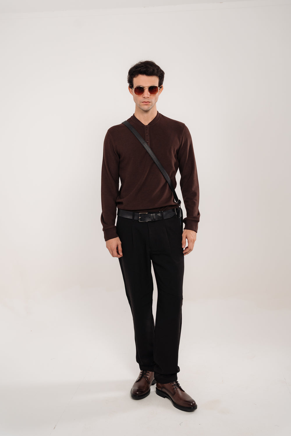 Cashmere Henley Top In Brown