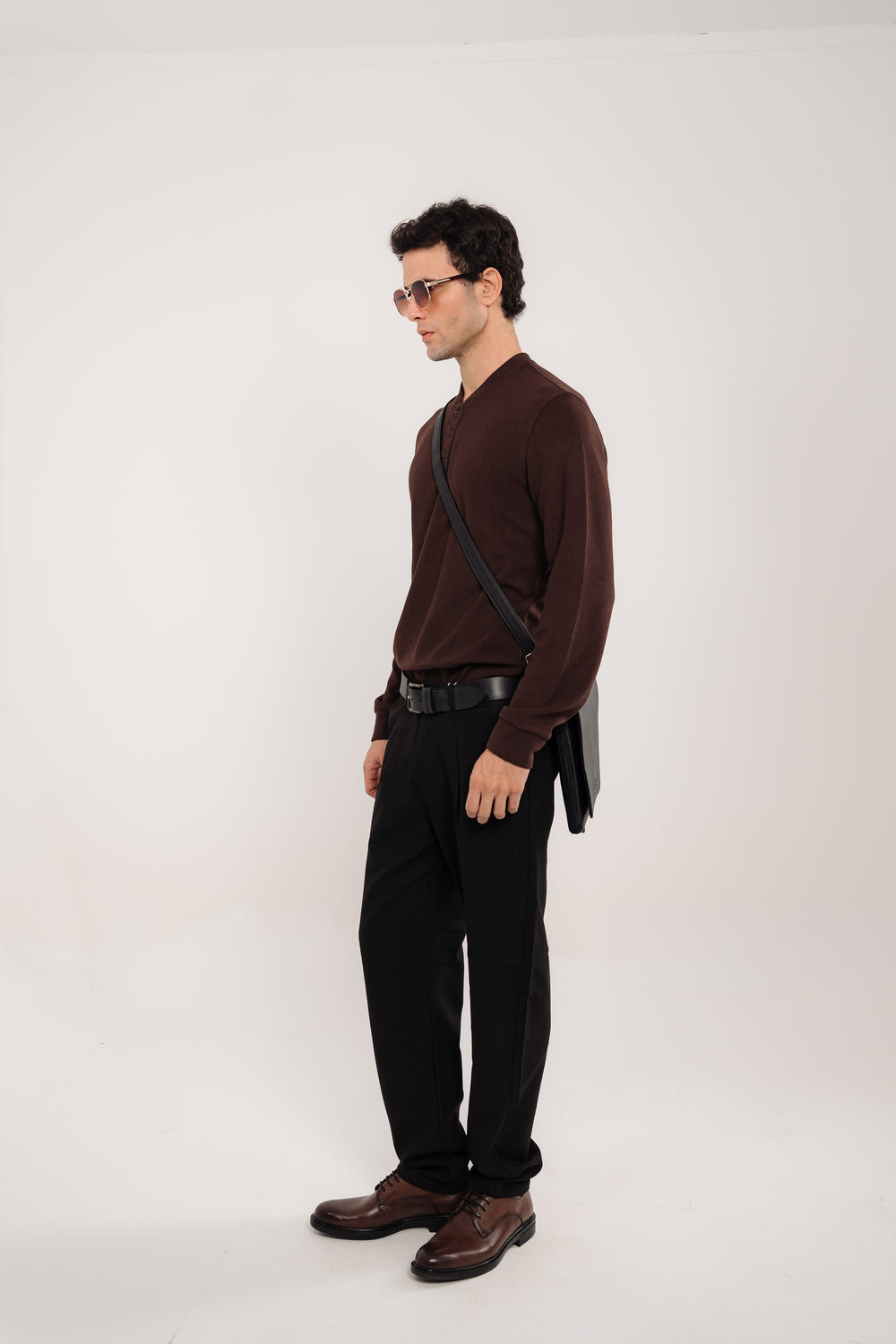 Cashmere Henley Top In Brown