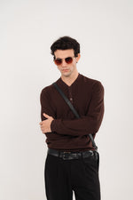 Cashmere Henley Top In Brown