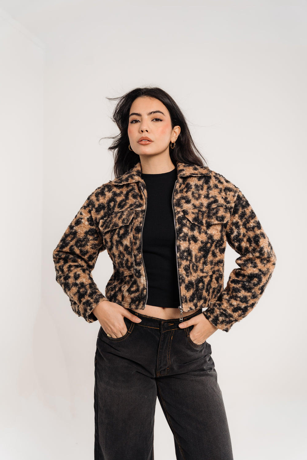 Leopard Print Faux Fur Jacket