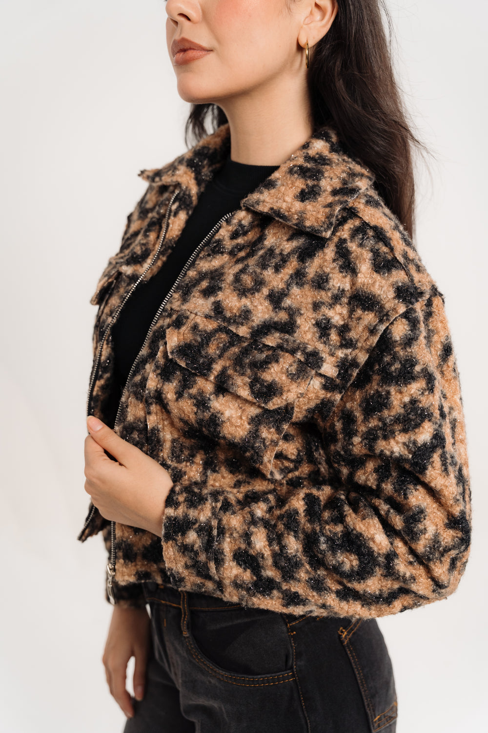 Leopard Print Faux Fur Jacket
