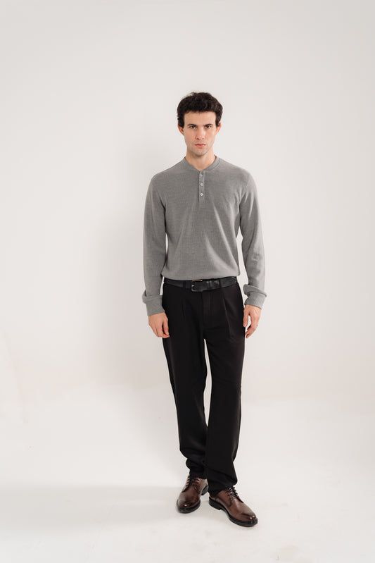 Cashmere Henley Top In Grey