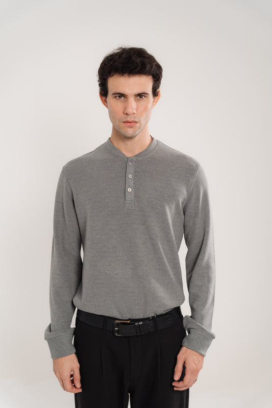 Cashmere Henley Top In Grey