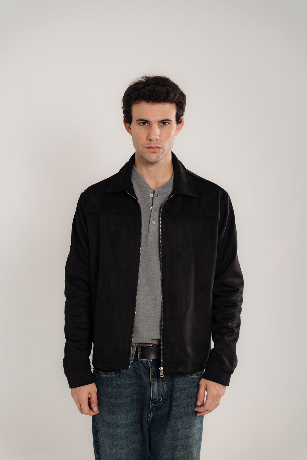 Men's Black Heavyweight Suede Jacket