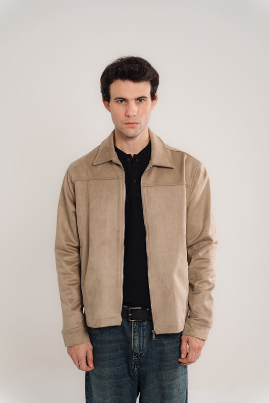 Men's Beige Heavyweight Suede Jacket